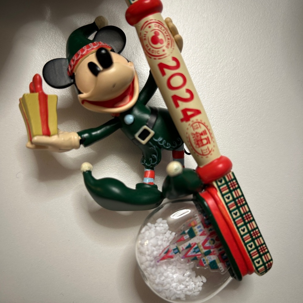 Disney Festive Mickey Mouse Ornament with Red and Green Accents